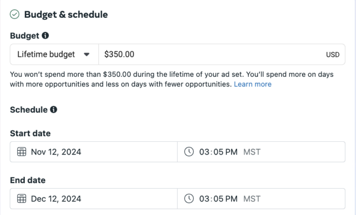 Lifetime Budget